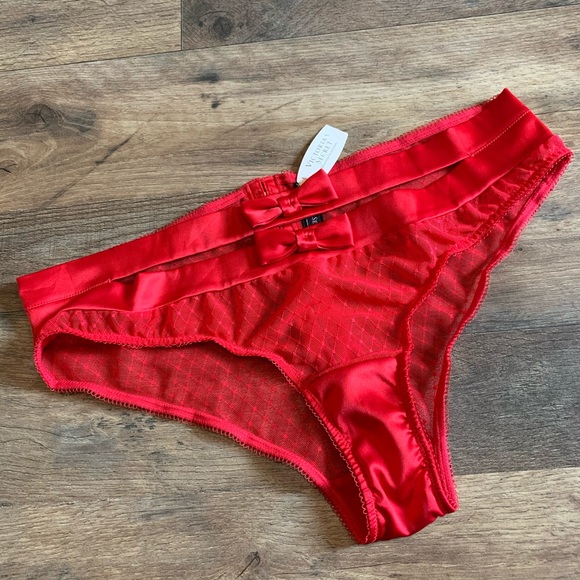 VS Christmas Fishnet Lace Satin Cutout Panty with Bows - Picture 1 of 7